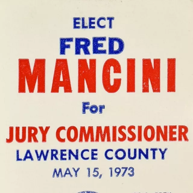 1973 Fred Mancini Lawrence County Jury Commissioner Pennsylvania Democrat