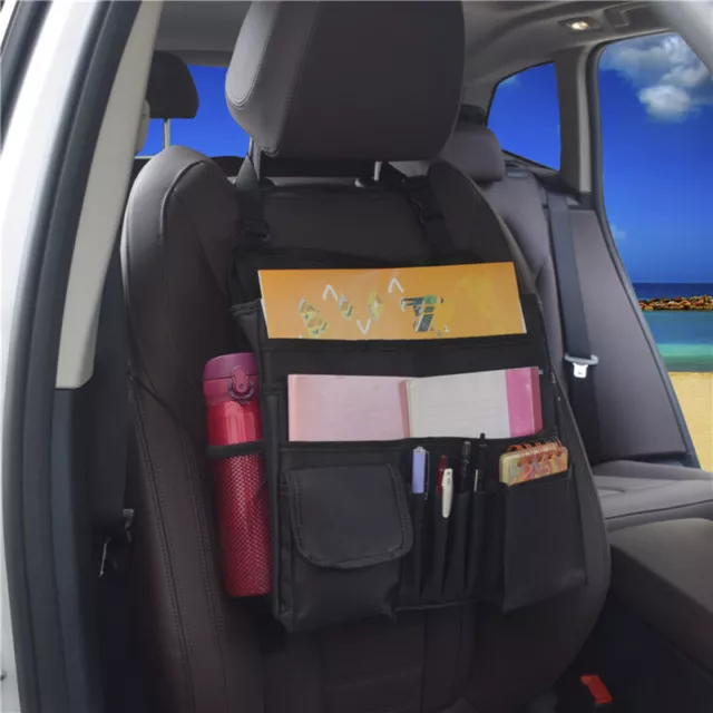 Organisateur de dossier de siège d'auto Rangement sac de voyage Multi-poche  Pu Cuir Protecteur de siège arrière
