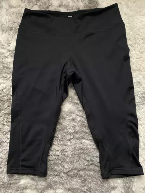 Z By Zella Black Crop Mid Rise Leggings w/Sheer Mesh Panels Size Large Women's