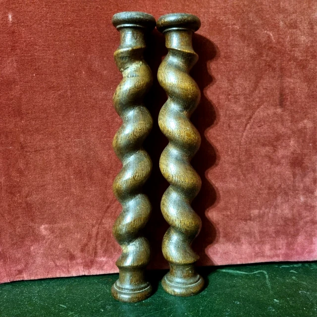 2 Barley twist turned spindle Column 10" - Antique french architectural salvage