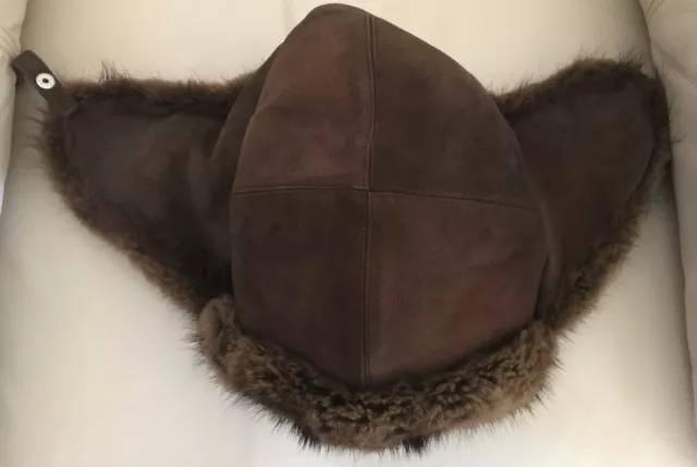 Culto RAR Marrón Piel Gorra Sombrero Orejeras Aviador Invierno Botones a Presión