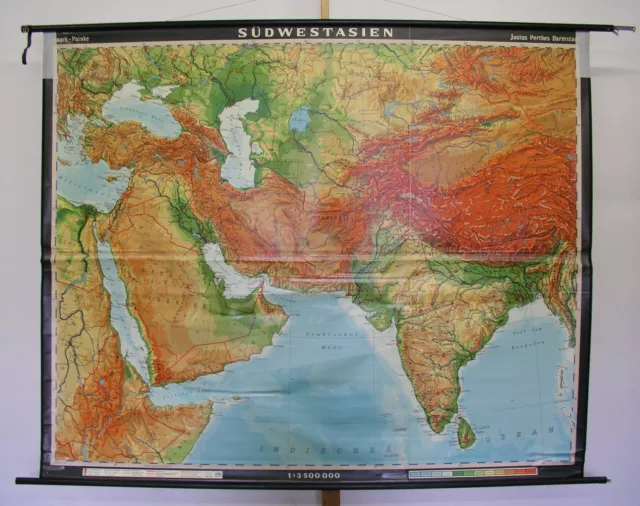 Beautiful Old School Wall Map Orient India Turkey 204x167 1979 Vintage