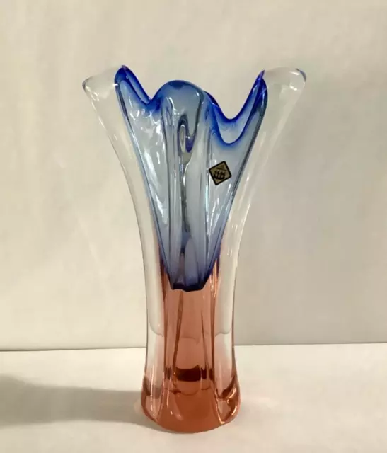 VTG 1970’s Josef Hospodka CHRIBSKA Bohemia CZECH Thick Glass 11-3/4” Tall Vase
