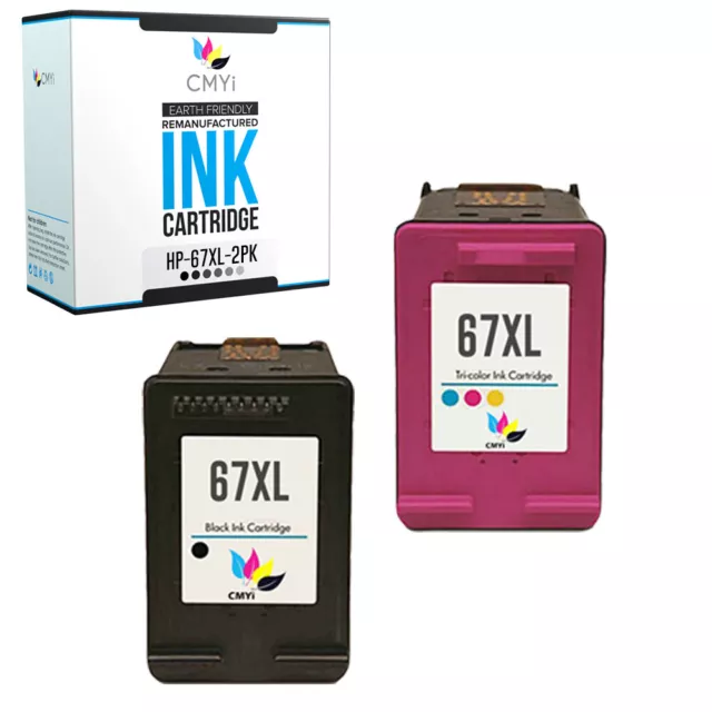 Paquete de 2 cartuchos de tinta HP 67XL de repuesto de color negro para DeskJet Plus