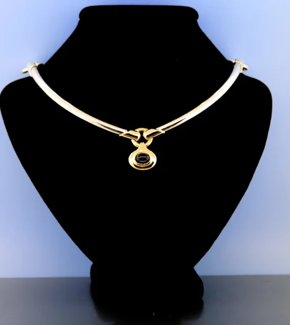 Movado Iolite Choker Necklace in Sterling Silver 925 & 18K Yellow Gold Size 16"