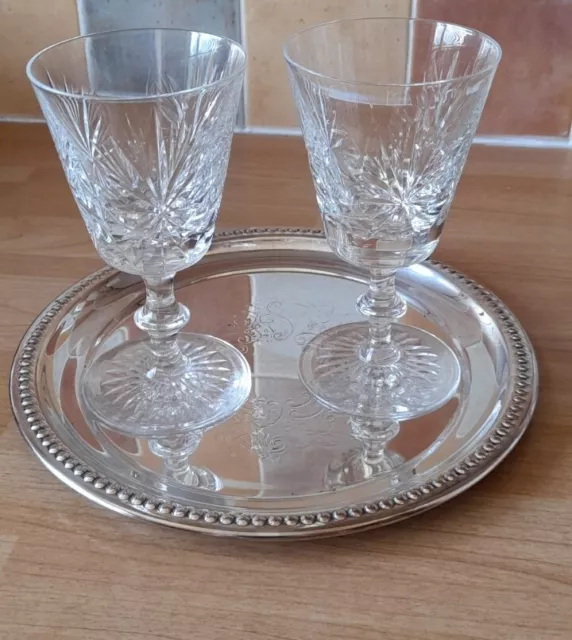 Pair of Edinburgh Crystal 'Star of Edinburgh' wine glasses Height 13cm