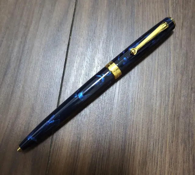 Montegrappa Blue Marble/Gold Twisted Ballpoint Pen (No Box) Super Rare F/S