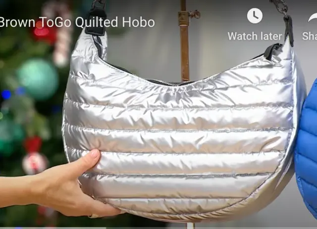 Samantha Brown To-Go Quilted Hobo SILVER nwt