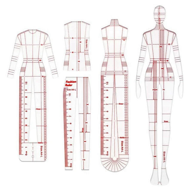 Illustrazione Righelli Schizzi Modelli Righello Cucire Modelli Umanoid M1E1