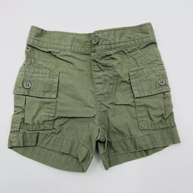 Carters Just One Infant Boys Size 3 Months Pull On Khaki Cargo Shorts Green 443