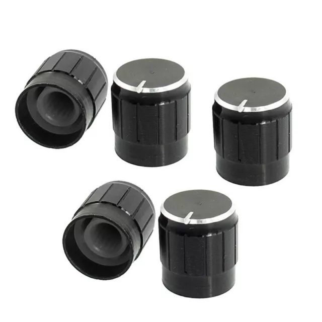 10 Volume Control Rotary Knobs Black for 6mm Dia. Knurled Shaft Potentiometer.go 3