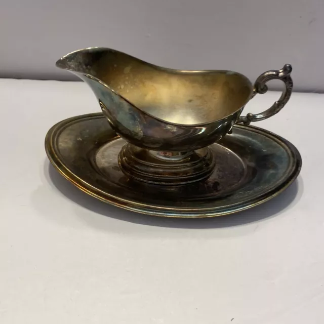 Vintage Sheridan Silverplate Gravy Sauce Boat with Sheridan Under-plate