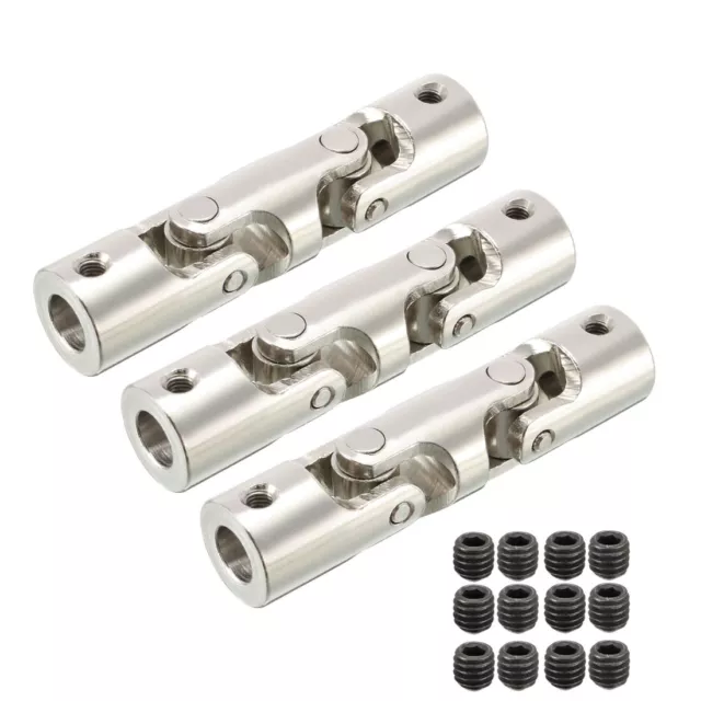 3pcs 6mm to 6mm 2 Section Universal Steering Shaft U Joint Coupler L52XD12