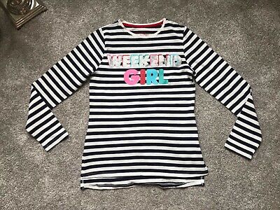 Matalan Girls Navy Blue Striped Long Sleeved Top Age 12 Years