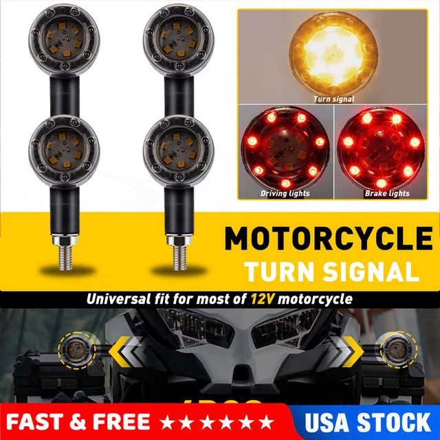 Motorcycle Bullet LED Brake Running Turn Signal Tail Light Cafe Racer Universal