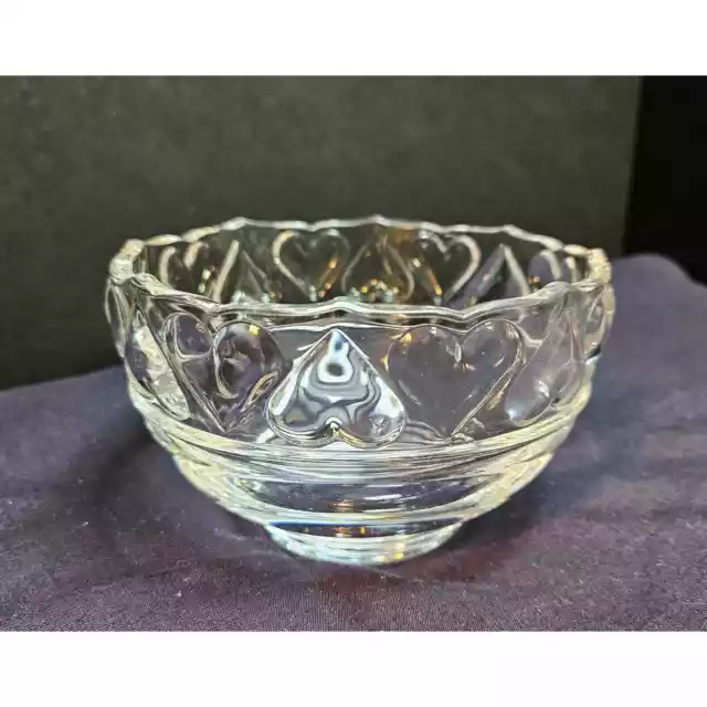 Tiffany & Co Crystal Bowl With Embossed Hearts Small