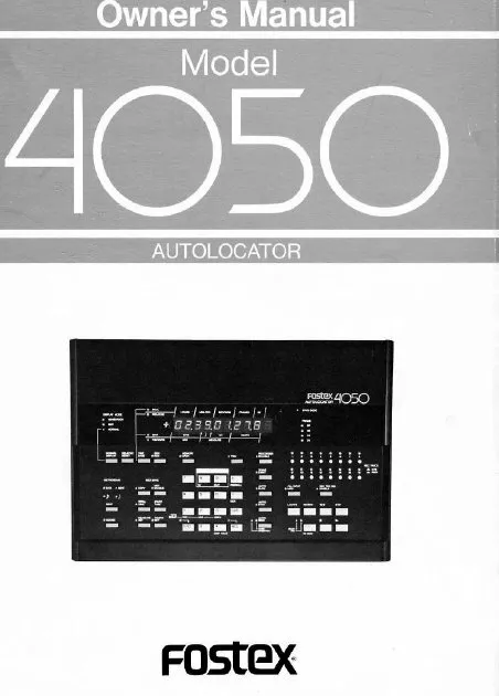 Libro Manual Del Propietario Fostex 4050 En Inglés Autolocador