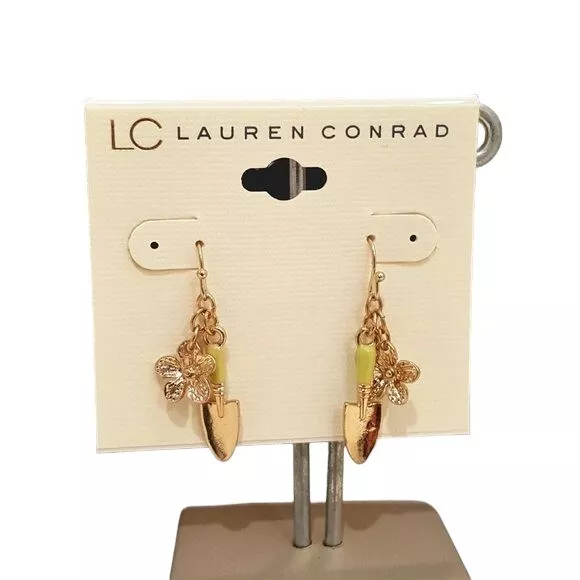 Lc Lauren Conrad Gold Tone Hook Trowel Flower Earrings Nwt