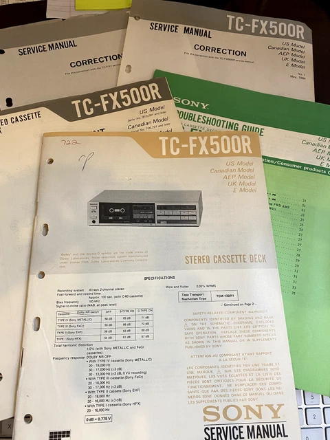 Manuel D'utilisation Sony TC-500 - Occasion - En Anglais