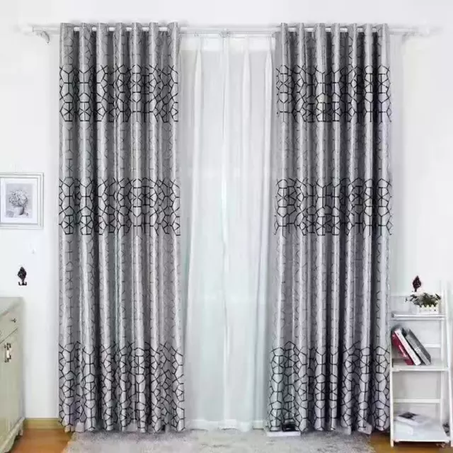 Premium Quality 80% Blockout Fine Jacquard Fabric Eyelet Curtains Silver Black