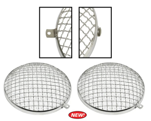Stainless Steel Headlight Stone Guard, Pair ~ T-1 67-79, T-2 68-79, T-3 64-73