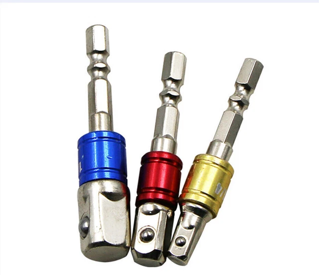 New Aluminum Alloy Hex Shank Square Head Sleeve Connection Conversion Rod 3 pcs