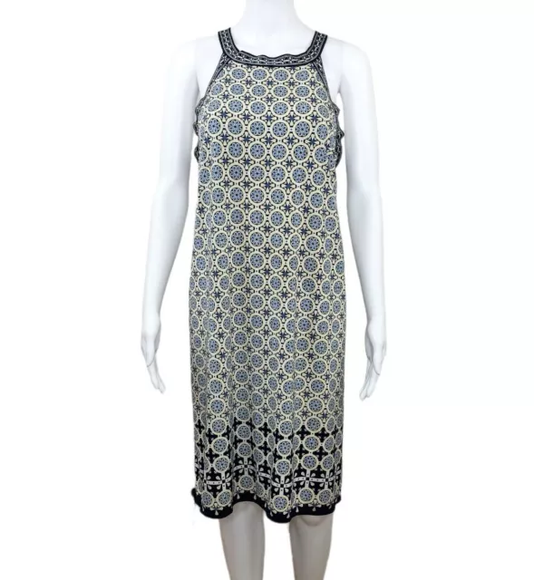 Max Studio Blue Citrus Geometric Sleeveless Halter Racer Back Dress Size XL