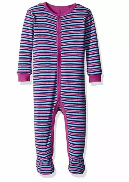 Petit Lem Baby Boys' Footie, Cat Emoji Purple Stripe, 6M