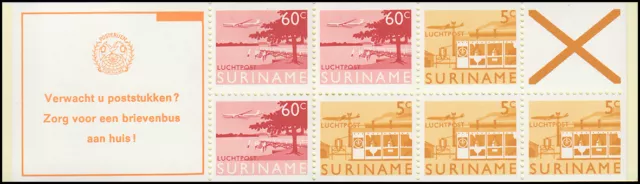 Surinam Markenheftchen 6 Luftpostmarken 60 und 5 Ct., Verwacht ... 1978