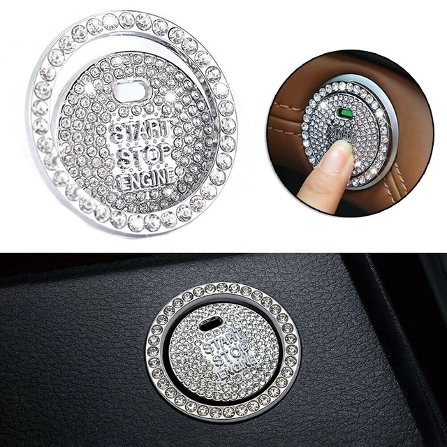 Adhesive Tape Button Sticker Bling White Crystal Rhinestones Ignition Start