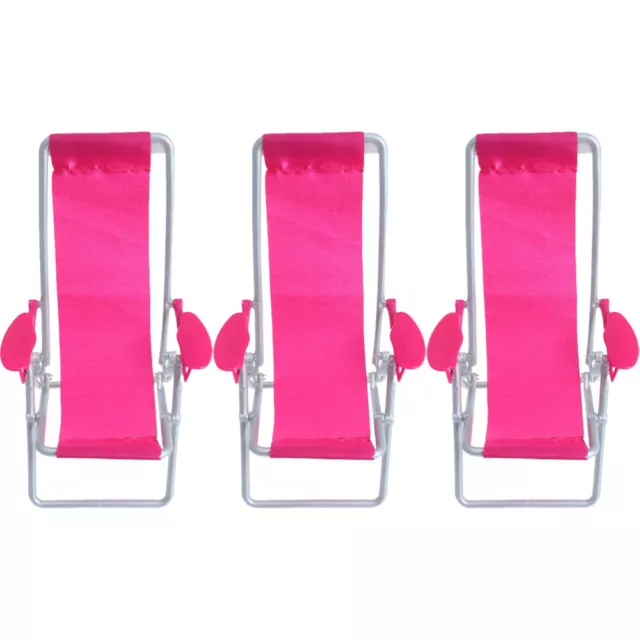 Mini Beach Chair Dollhouse Furniture Miniature Accessories (3pcs)-KS