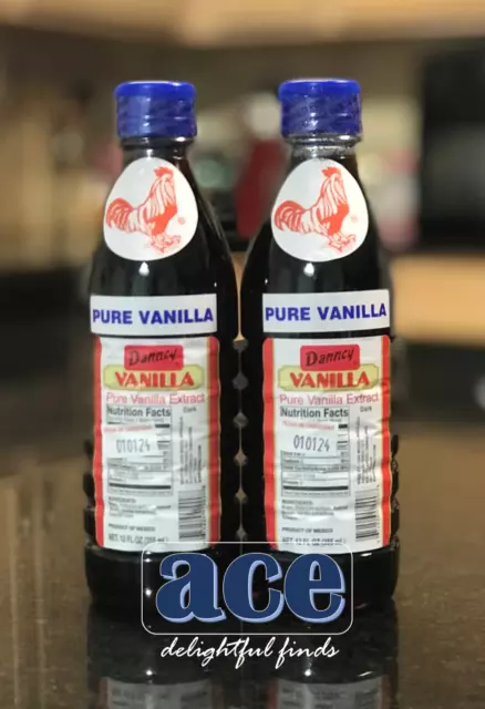 Two (2) Danncy Pure Mexican Vanilla Extract - Dark Color (12 oz each)