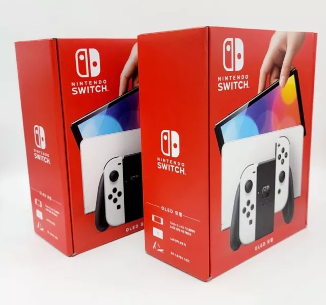 Nintendo Switch OLED Model HEG-001 Handheld Console 64GB - White / Neon Blue,red