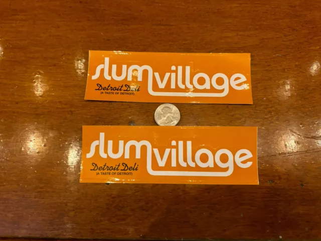 Slum Village Bumper Stickers(set of 2) Promo 6x2”Detroit  + Free Flag Sticker.