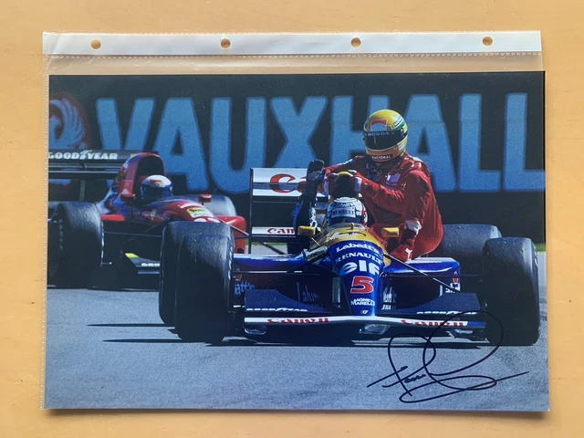 Foto Autografata Nigel Mansell & Ayrton Senna F1 - Cornice A4, Regalo Perfetto Per Appassionati Di Formula 1