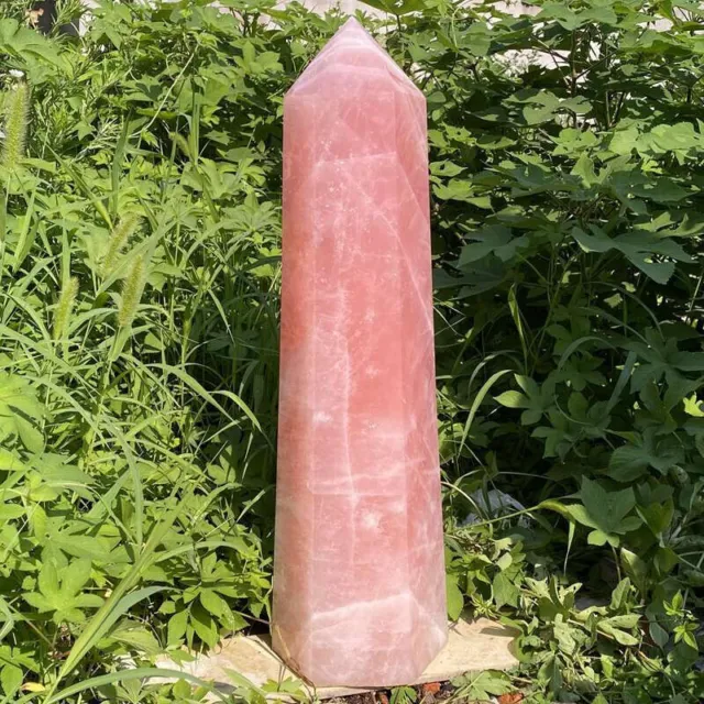 76.34LB Natural Rose Quartz Powder Crystal Obelisk high-quality wand point+stand