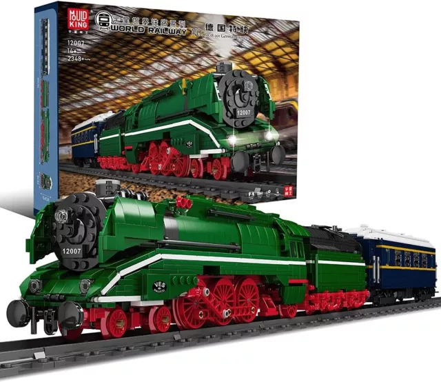 Mould King 12007 Tren expreso alemán Locomotora vapor Bloque compresión Juguetes