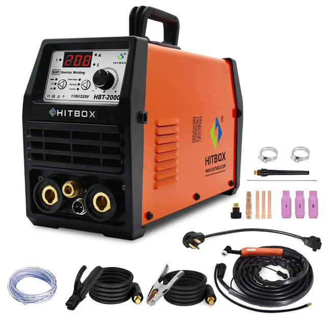 HITBOX 200A TIG Welder 110V 220V 2 in 1 MMA IGBT Inverter 2T 4T Welding Machine