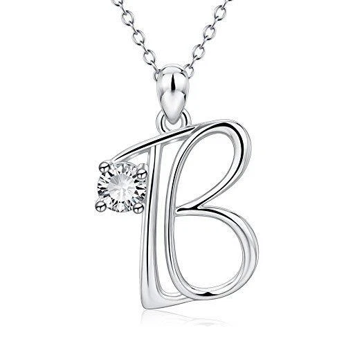 Sterling Silber Zirkonia Alphabet Initial 26 Brief Anhänger Halskette persona...