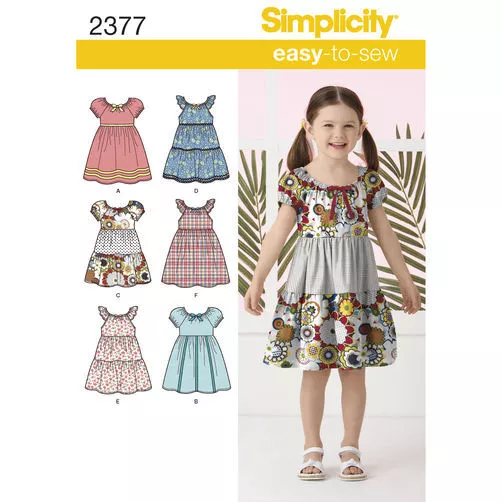 Simplicity Sewing Pattern 2377 Girls 3-8 Easy Peasant Style Dresses 6 styles