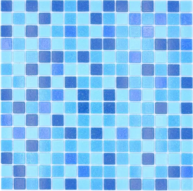 Poolmosaik Schwimmbad Glasmosaik Mosaikfliesen blau hellblau Papierverklebt