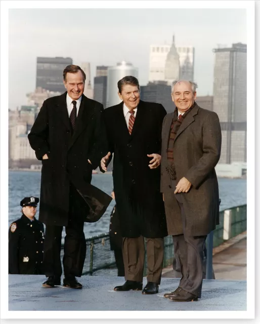 George H. W. Bush With President Ronald Reagan And Mikhail Gorbachev Photo