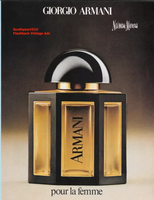 Classic 1977 Giorgio Armani "Pour La Femme" Fragrance at Neiman-Marcus Print Ad