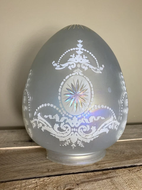 Vintage Iridescent Etched Glass Light Shade Victorian Acorn 4” Fitter