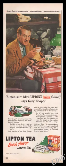 1945 Lipton Tea Ad GARY COOPER  Original Advert Print - Z1