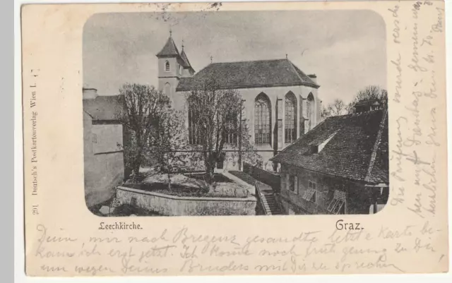 Graz, Leechkirche, alte AK 1899 gel.