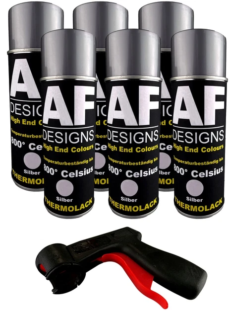 Thermolack spray 6 bombolette spray vernice forno vernice di scarico più maniglia bomboletta spray argento