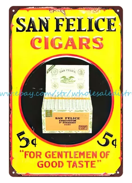 art bedroom wall smoking cigarette tobacco San Felice Cigars metal tin sign 2