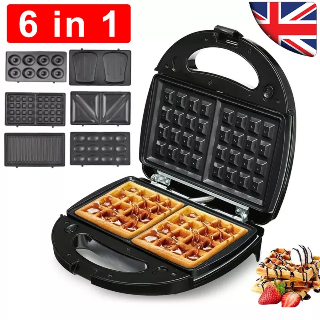 Multi-Functional 6-in-1 Breakfast Sandwich, Waffle, Grill & Toastie Maker