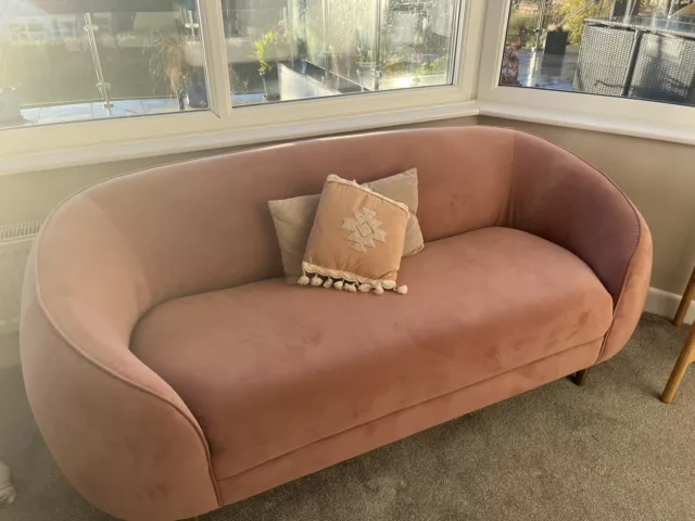 BLUSH PINK VELVET Sofa from Made 225.00 PicClick UK